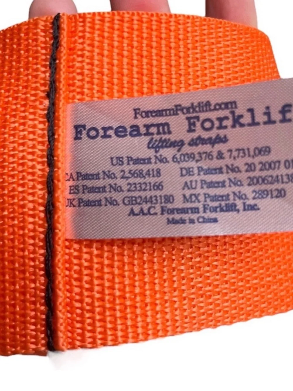 2 Orange and Black Forearm Forklift Moving Straps